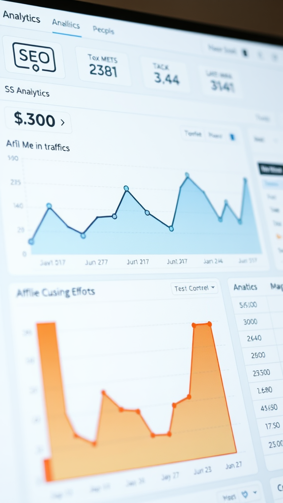 Screenshot of SEO analytics showing traffic metrics and trends.